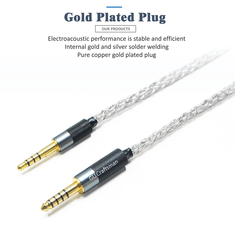 GUCraftsman 5N OFC Silver Plated Graphene Headphone Cable for HIFIMAN DEVA Denon AH-MM200 MM400