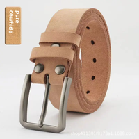 Men's Pure Cow Leather Belt Original Color Single Layer Leather Strap Without Buckle Head Nail Polished High Quality