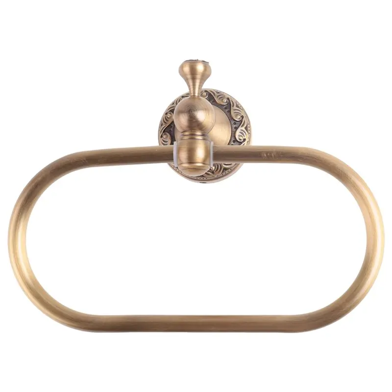 Y42A-Oval Towel Ring Antique Brass Exquisite Pattern Carving Hanger Hand Towel Holder For Bathroom Kitchen Accessories