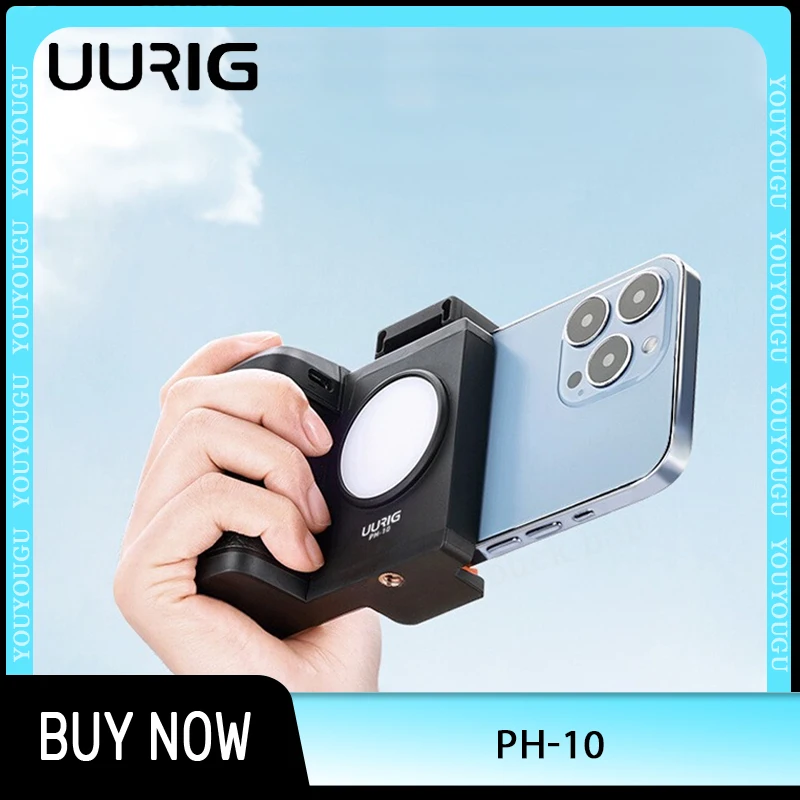 

UURIG PH-10 беспроводной держатель для телефона с ручкой-стабилизатор для смартфона Vlog пульт дистанционного управления 1/4 "светодиодный светильник для iPhone Android Custom
