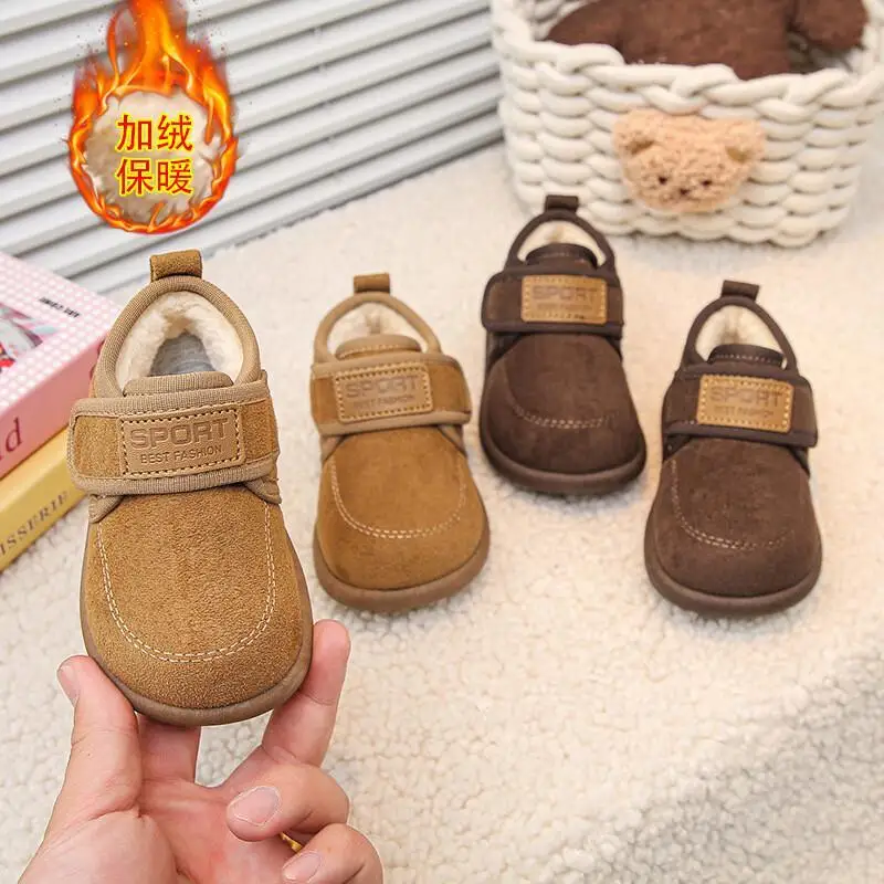 

Популярная повседневная обувь Kawaii, модная детская обувь, детская теплая хлопковая обувь, стильная зимняя обувь, теплая мягкая подошва на подкладке, унисекс для малышей