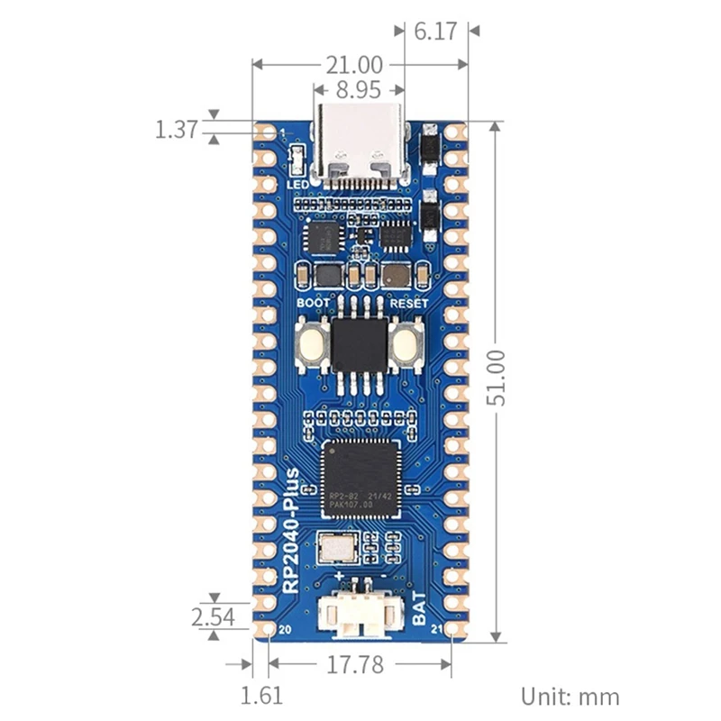 Waveshare-RP2040 Plus microcontrolador, processador dual core, 16MB flash on-chip para framboesa pi pico, atualização rp2040