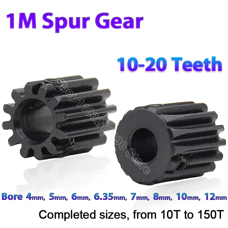 

1Pc 1 Modulu Spur Gear 1M 10T-20T Bore 4 5 6 6.35 7 8 10 12mm Mini Small 1 Mod Pinion Gears Transmission Accessories Motor Parts