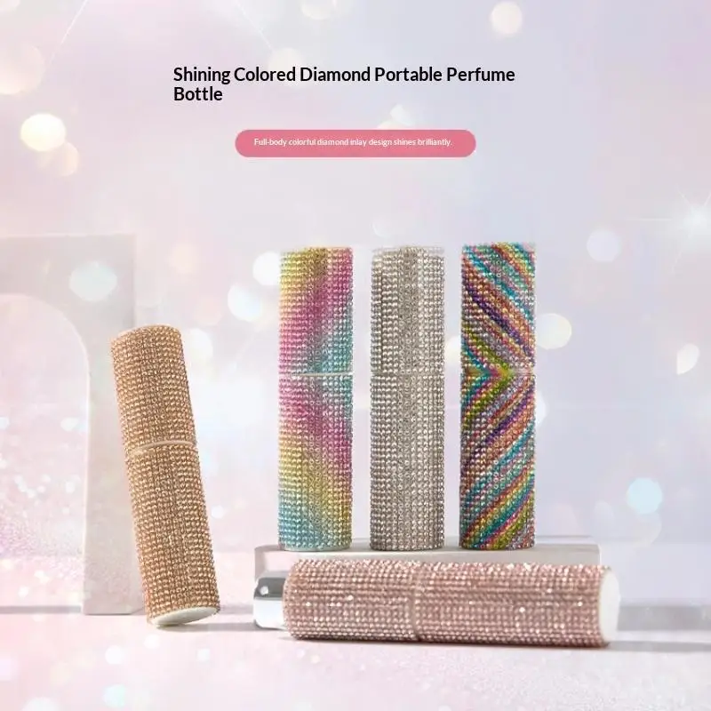 【M】Shiny Rhinestone 5ml Refillable Perfume Spray Bottle Leakproof Lid Multi Colors For Travel Daily Carry