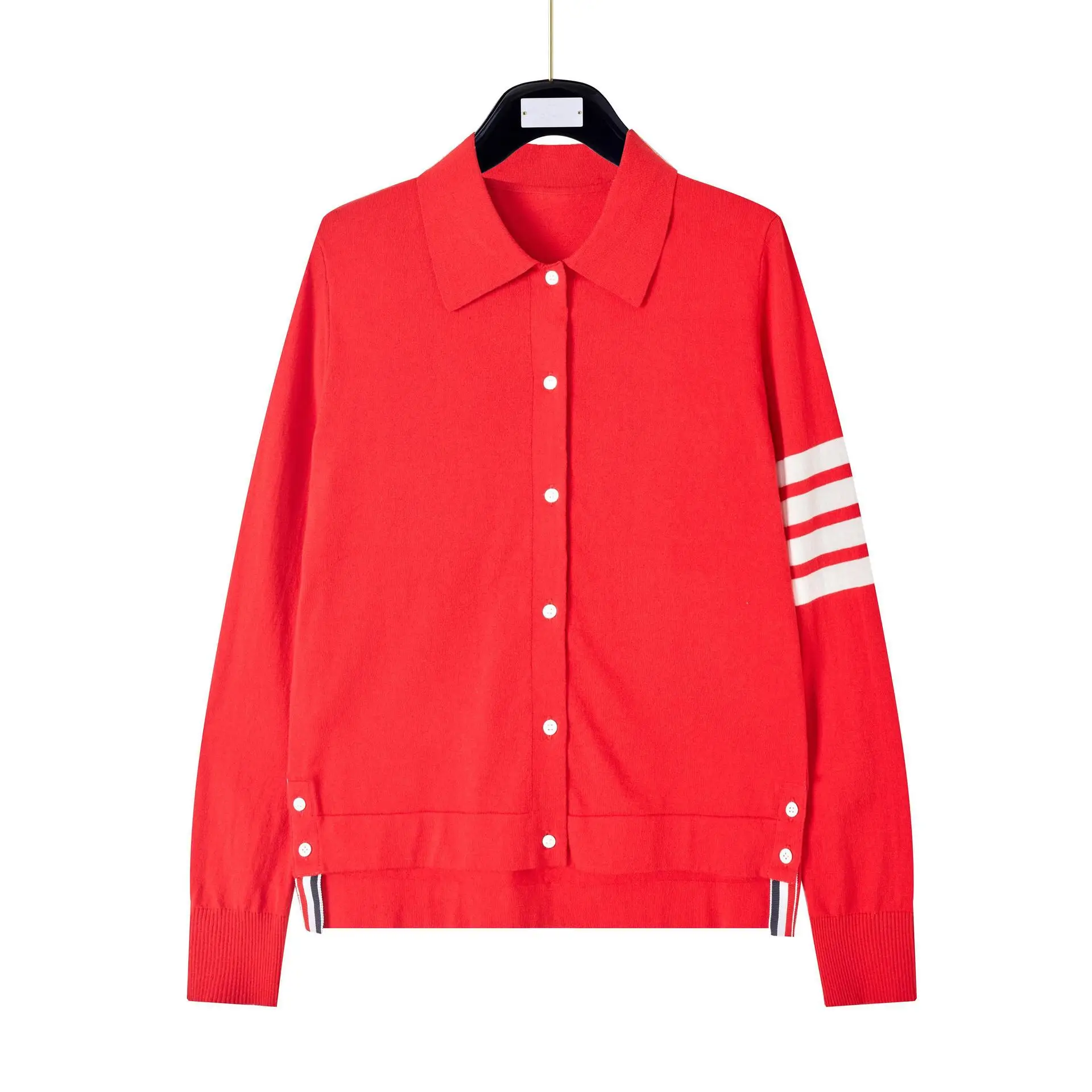 

Красный вязаный кардиган женский, модный, весна 2025, укороченный спереди, удлиненный сзади, из тонкого хлопка, модель с символикой знака зодиака, мужская одежда