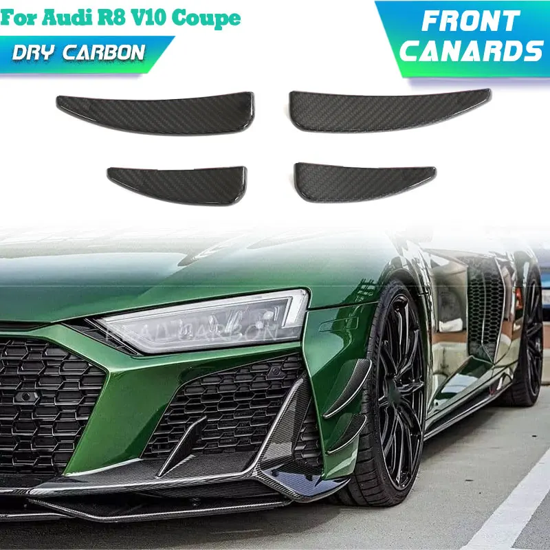 

Prepreg Dry Carbon Car Front Bumper Canards for Audi R8 V10 Coupe Convertible 2-Door 2022 2023 Racing Front Fins Body Kits