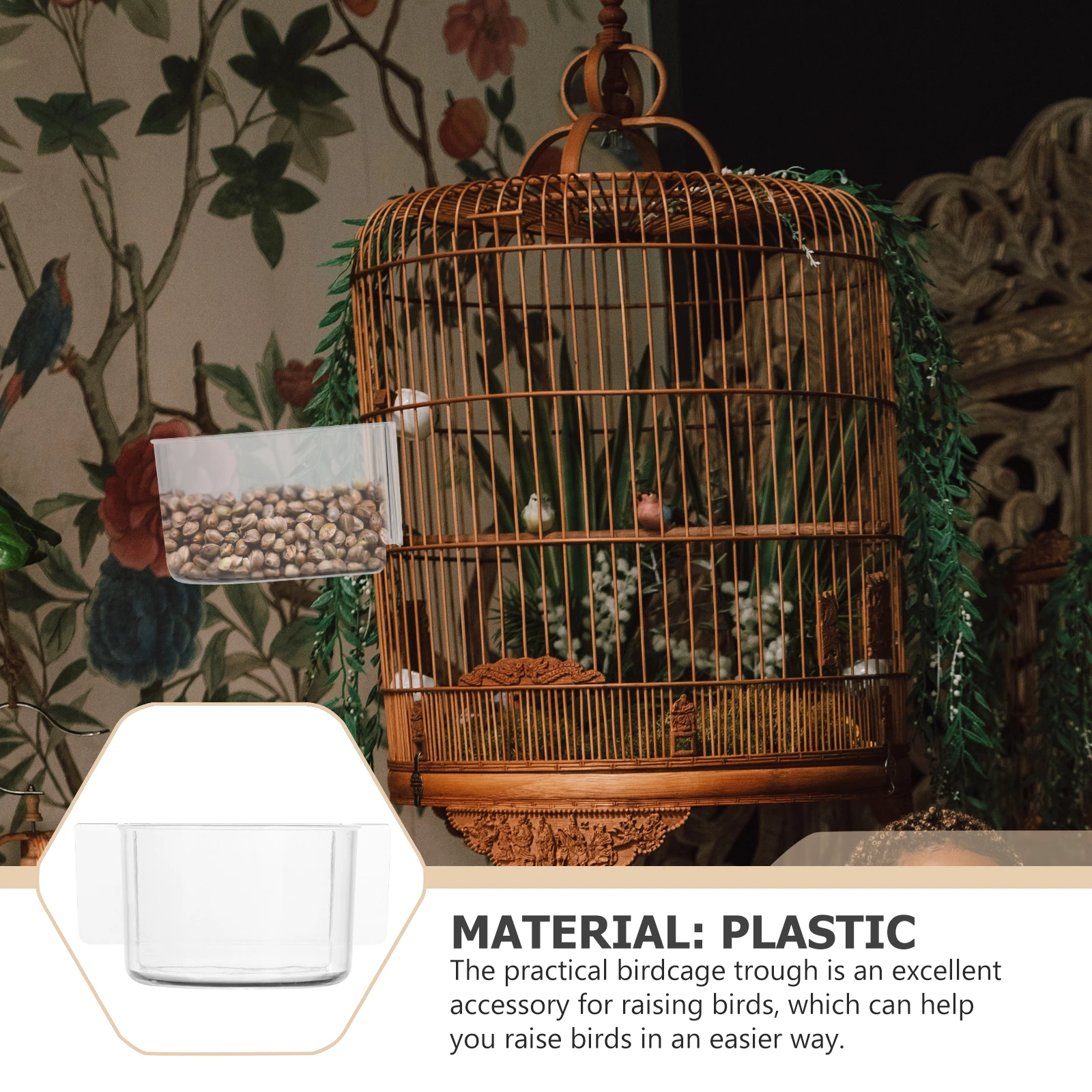 

2pcs Food Container Accessories Durable Plastic Feeder Dishes Easy Install Smooth Surface Pet Supply Parrot Feeding Box Bird