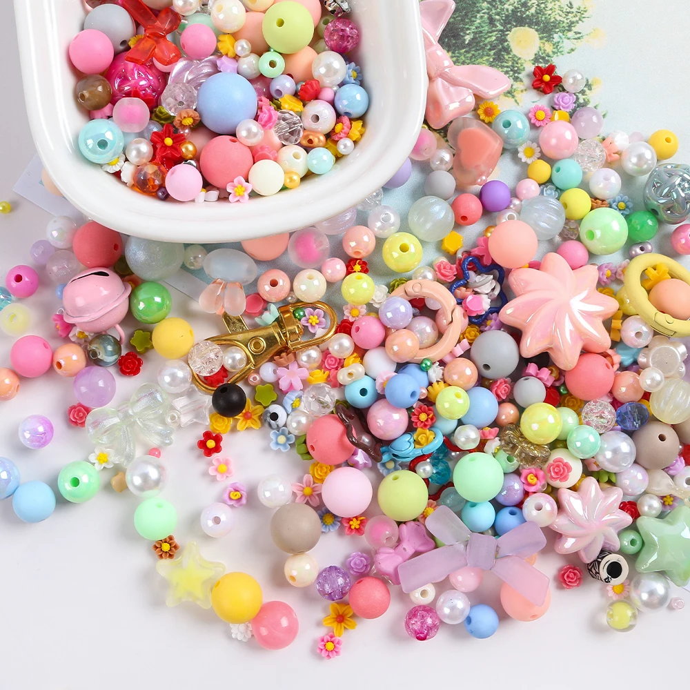 10g Multi-type Random Mix Acrylic Beads Clasp For DIY Phone Charms Jewelry Making Bracelet Necklace Earring Accessories