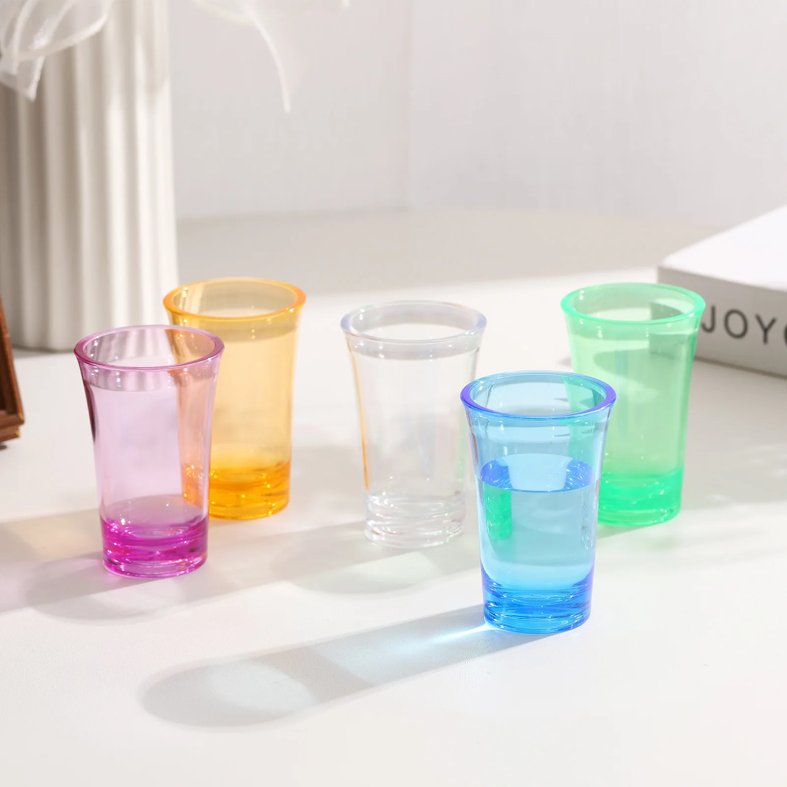 1/3/6pcs Shot Glasses 1.2oz Shot Glasses Ombre Multicolored Shot Glasses Bulk for Cocktail Round Shot Glasses Spirits Liquors