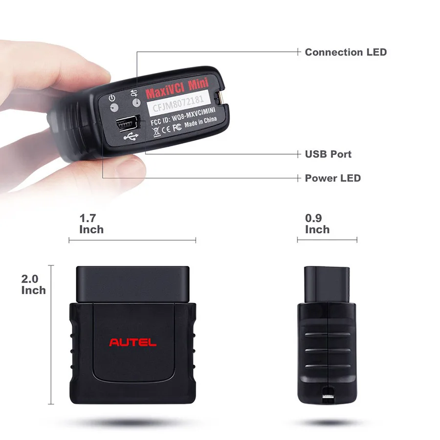 Autel MaxiVCI Mini VCI واجهة تشخيص بلوتوث صغيرة لـ MK808BT MK808TS MX808TS MP808TS TS608 MS906S