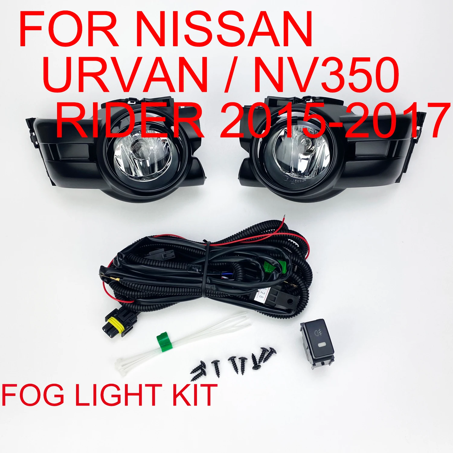 

Front Bumper Fog Light Assembly For Nissan Urvan NV350 Rider 2011 - 2017 Full Set Right + Left Side With Bulb Switch Wire Bezel