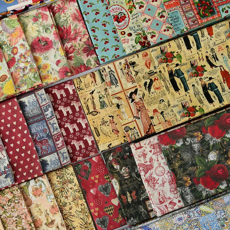 Vintage Fashion Newspaper - Vintage Retro Fabric Newspaper Cherry Floral