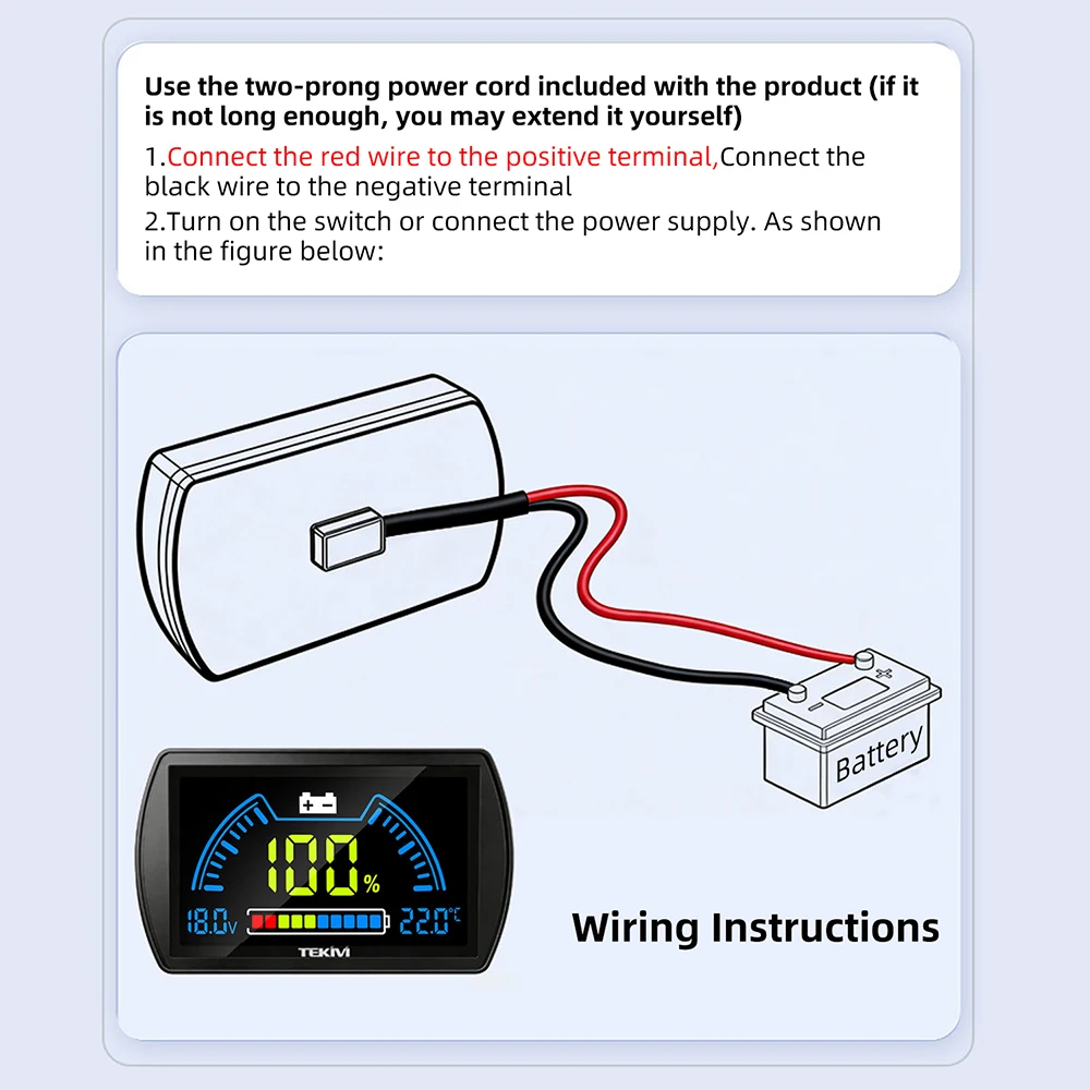 DC 7-100V LCD Digital-Voltmeter Fahrzeug-Energieanzeige mit Temperatursensor – Detail 11