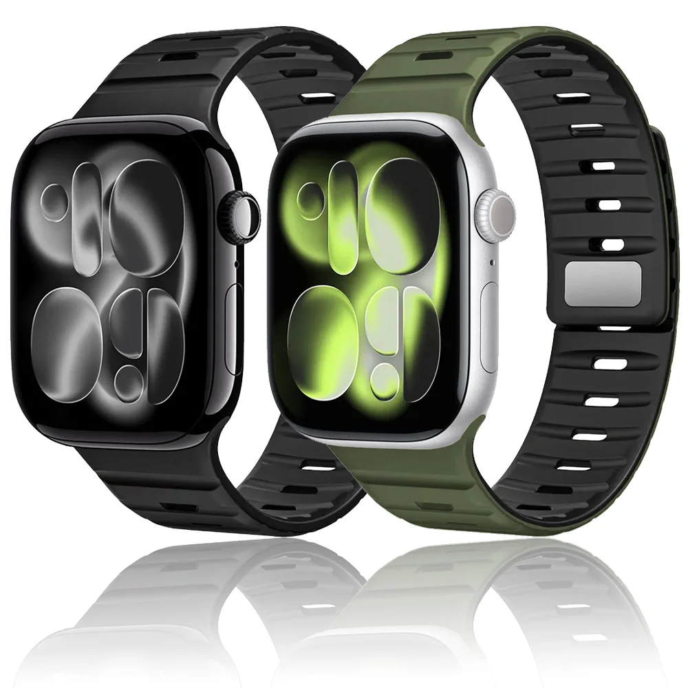 

Магнитный силиконовый ремешок для Apple Watch 49 мм, 46 мм, 42 мм, 45 мм, 41 мм, 44 мм, 40 мм, волнистый браслет iWatch Ultra 3/2/1 11 10 9 8 7 6 5 SE3