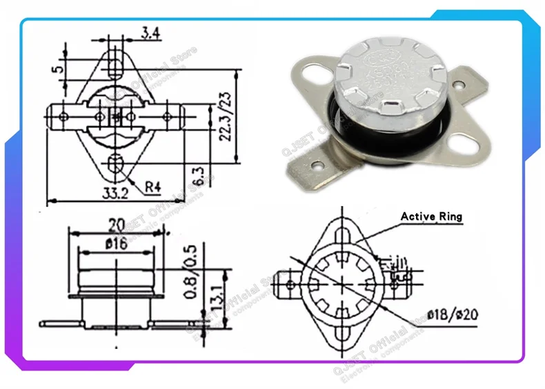 1 Stück KSD301 10A 250V 40-300 Grad Normalerweise Geschlossener Normalerweise Offener Temperaturregelschalter Thermostat 45 ℃ 80 ℃ 85 ℃ 95 ℃ 100 ℃ 180 ℃ – Detail 2
