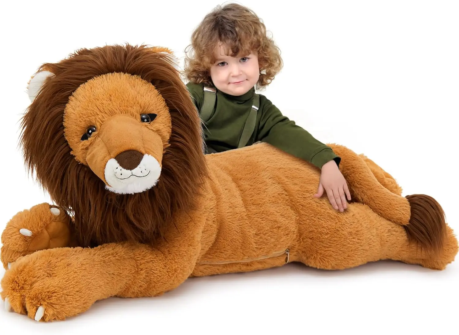 

43.3 Inch Realistic Giant Lion Stuffed Animal, Soft Plush Toy for Boys Girls, Hugging Body Pillow Birthday Decor