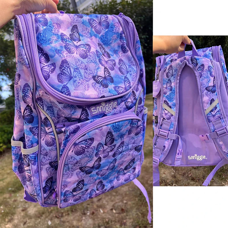 Autentico australiano Smiggle viola rosa, cuore rosso viola, pianeta nero azzurro che scorre sabbia flip book bag regalo per studenti