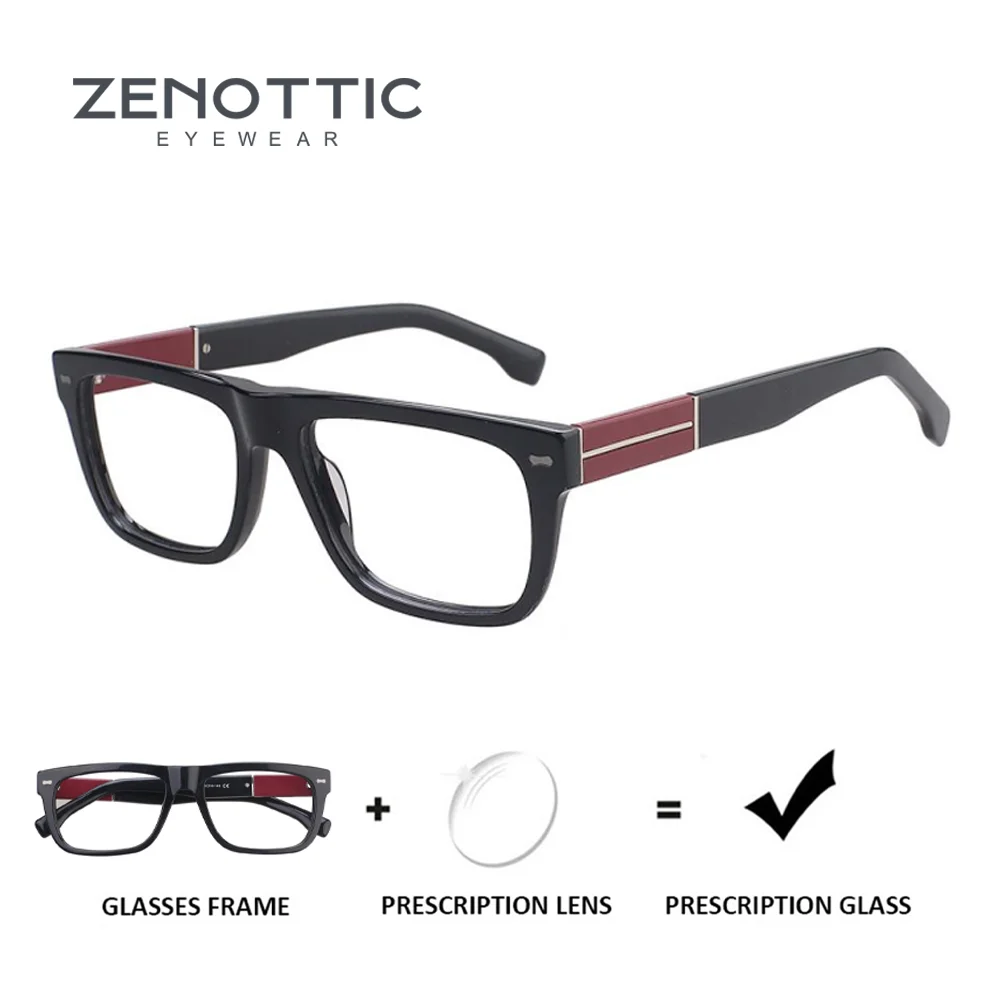

ZENOTTIC Modish Square Prescription Glasses Handmade Acetate for Unisex Anti Blue Light Photochromic Optical Eyeglasses