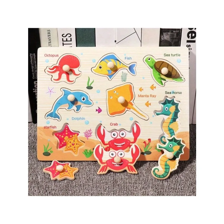 

Деревянный 3D-пазл для малышей, развивающая игрушка для раннего развития интеллекта, доска для развития мелкой моторики - 5 шт./набор