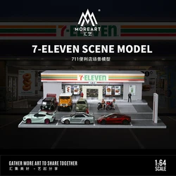 TimeMicro+MoreArt 1:64 Car Dioramas Parking Lot Led Lights Vehicle Display Collection Display Connector Car Store Models