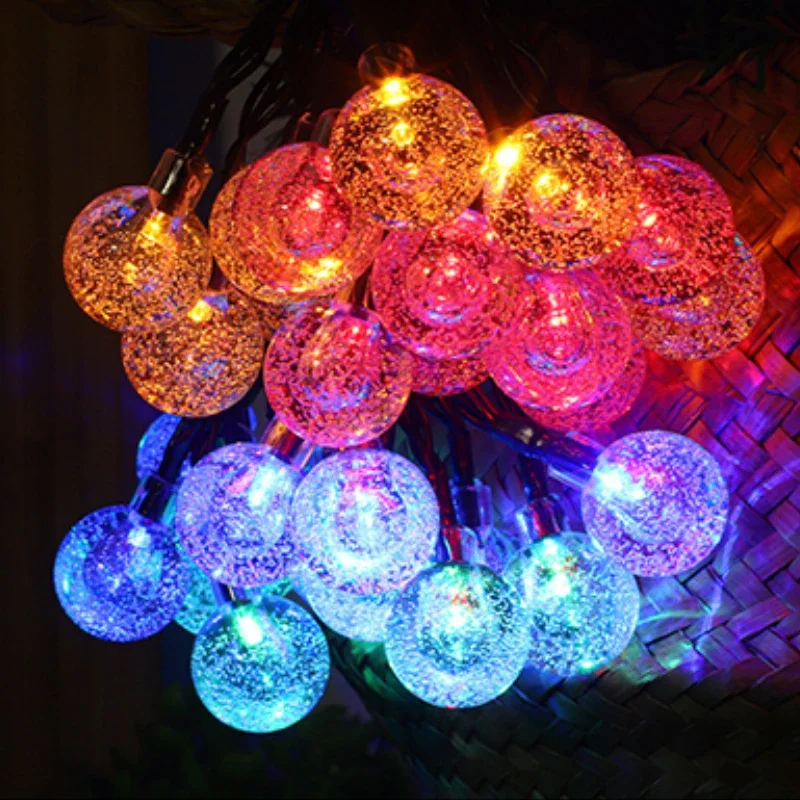 Solar LED Ball String Lights Waterproof Outdoor Garden Garland Fairy Light for Terrace Garden Pub Decoration Christmas Party