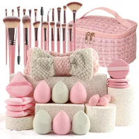 Kit de maquillaje profesional de 40 piezas con estuche de cosméticos, juego completo de brochas de maquillaje y esponjas para polvos, herramientas de belleza esenciales