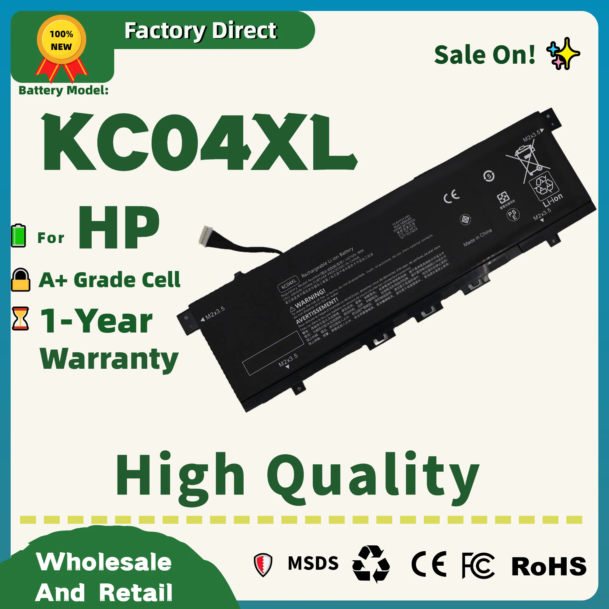 

Factory Direct! KC04XL Battery For HP Envy 13 AH 13-AQ000 For X360 13-AR 13-AG Laptop Series HSTNN-IB8K L08544-1C1 L08544-2B1 TP