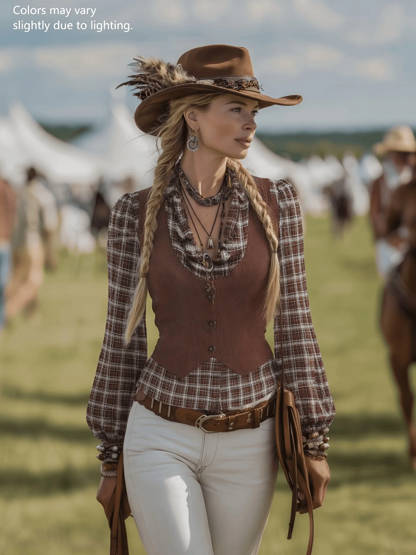 Damen-Hemd im Retro-Stil mit Fake-Two-Piece-Design, kariertem Spleißen und langen Ärmeln im modischen Design