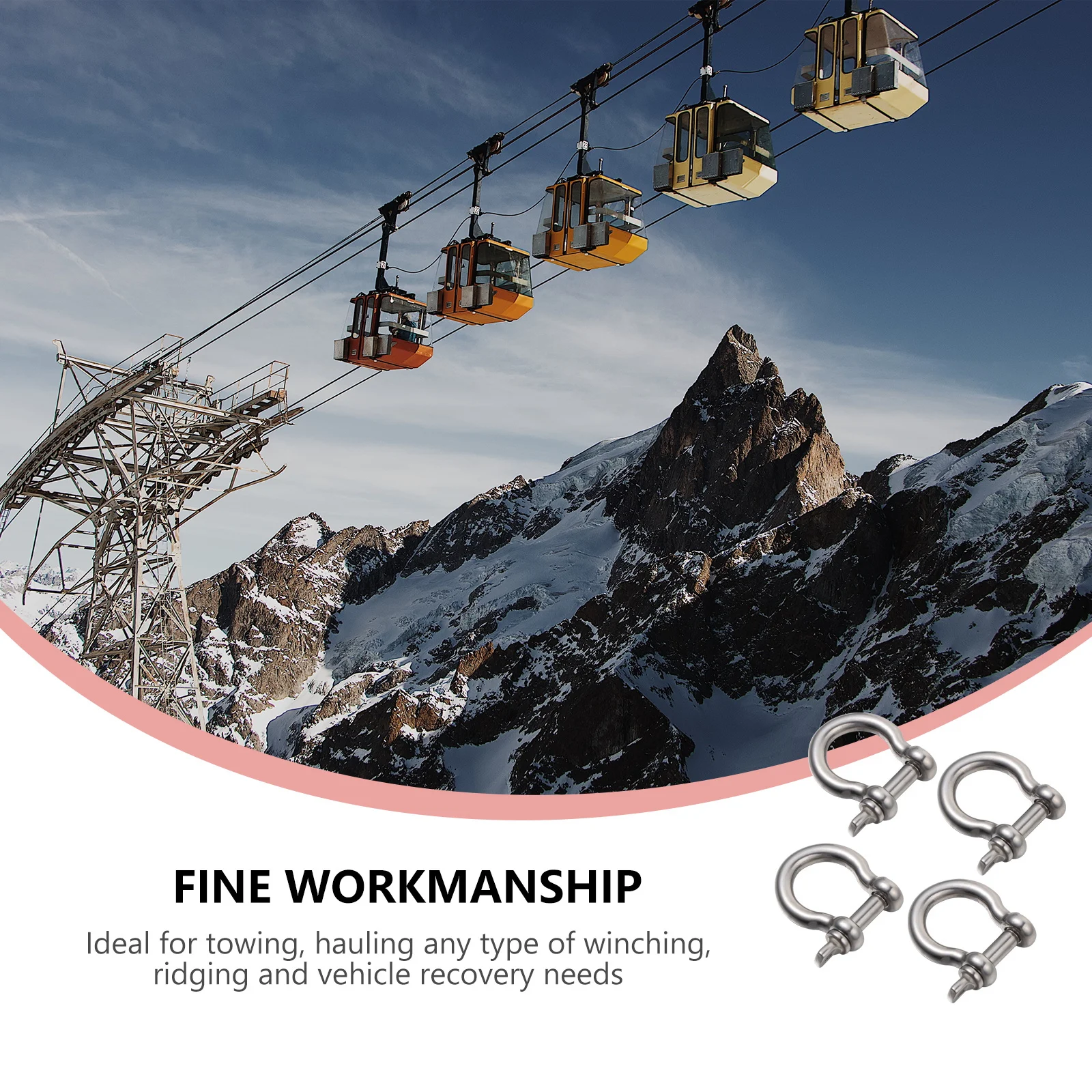 

4Pcs Steel D-Shaped Shackle Heavy Duty Lifting Shackle for Towing Hauling Winching Vehicle Recovery Horseshoe Shape Design