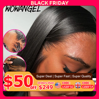 WowAngel 250% Upgraded 13x6 HD Lace Frontal Wigs Glueless Straight Human Hair Wigs Pre Plucked Natural Scalp Brazilian Hair