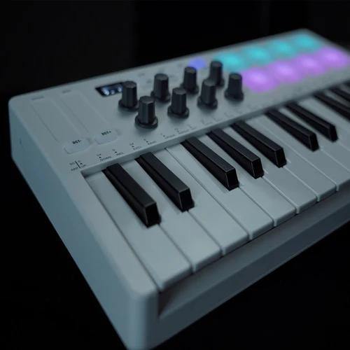 Imagen 2 del producto M-VAVE Controlador de teclado MIDI USB portátil MIDI de 25 teclas con 8 almohadillas de batería retroiluminadas 8 perillas 8 instrumentos de teclado musical RGB