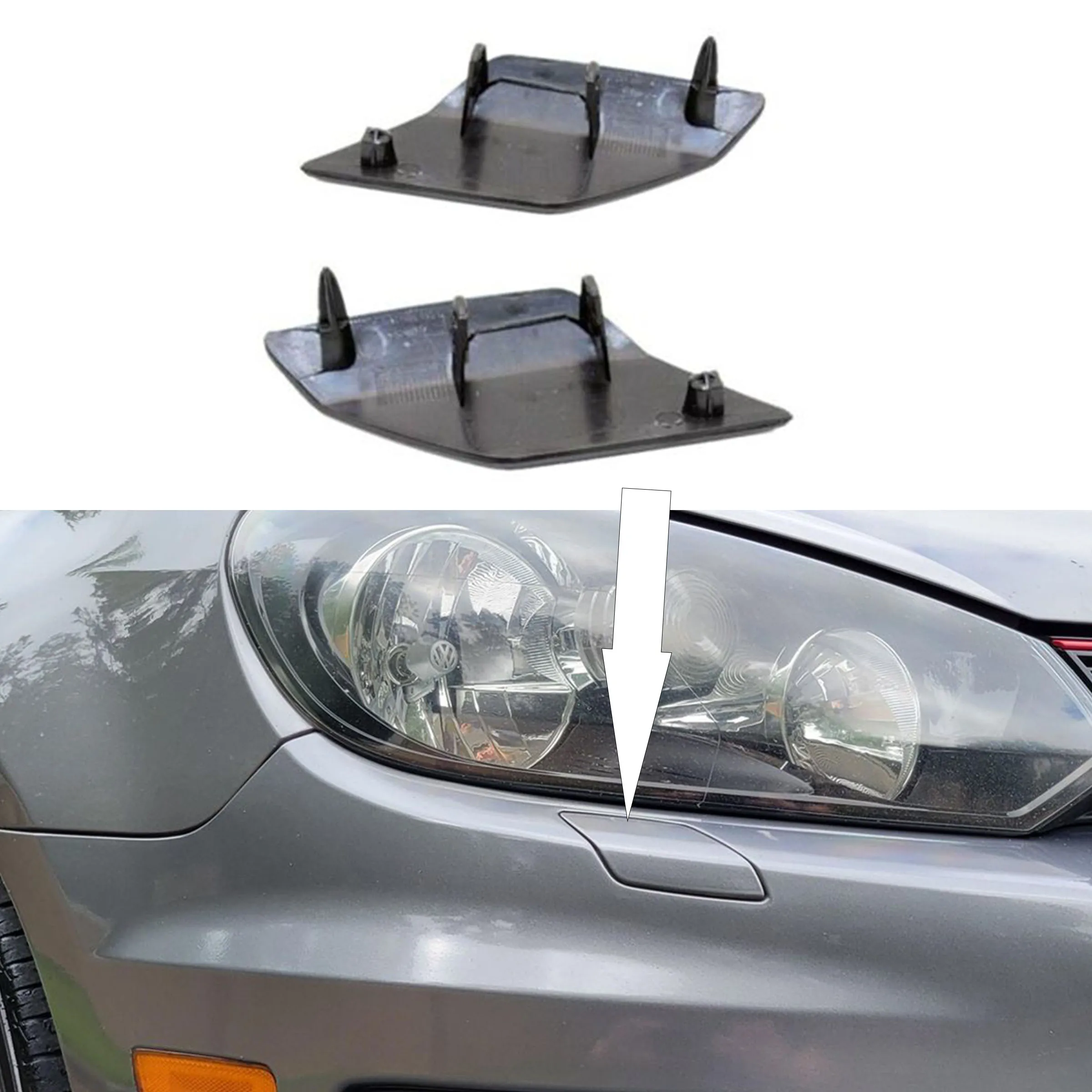For Volkswagen Golf 6 GTI 2009-2013 Auto Headlight Washer Nozzle Spray Cover Cap 5K0955109A 5K0955110A Car Replacement