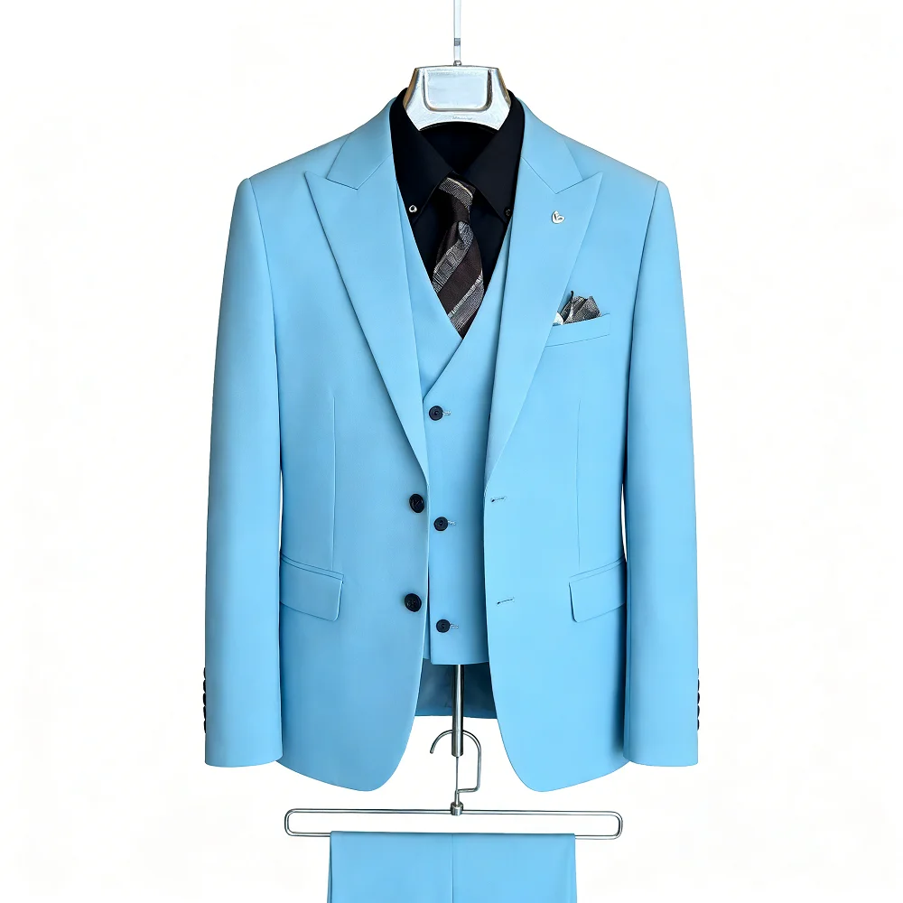 

Slim-fit conjunto de três peças estilo coreano dois botões padrinhos formal terno de negócios de casamento bonito noivo melhor h