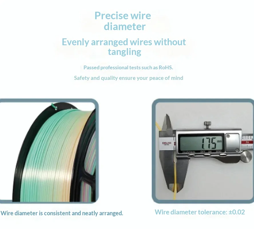 PLA Silk Rainbow Aurora Star 3D Printing Filament 1.75mm 1KG Spool Shiny Gradient Color Smooth Silk Texture Most FDM 3D Printers