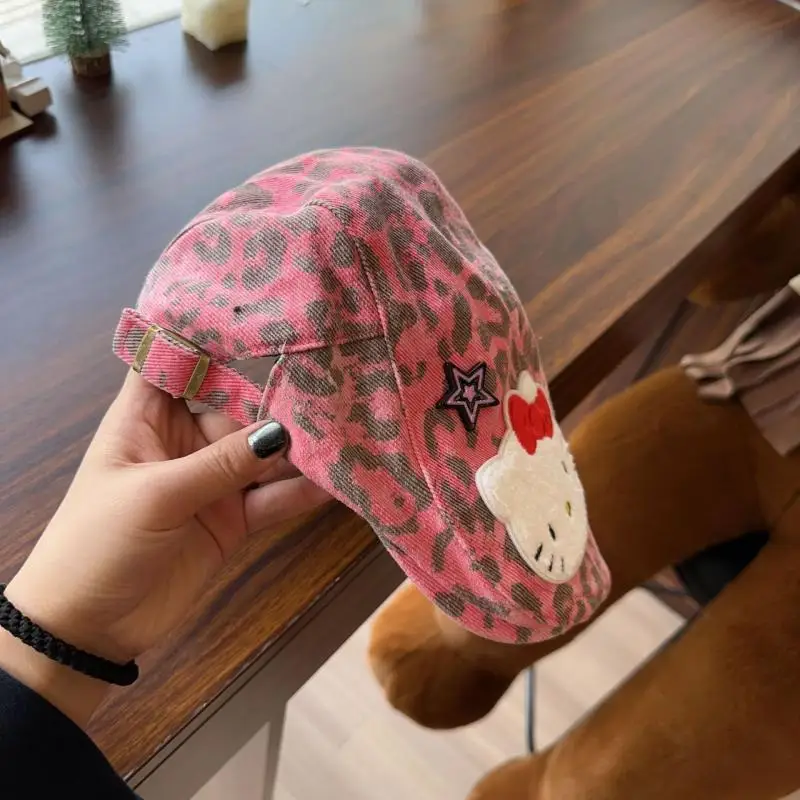 Baseball Caps Sanrio Kawaii Adjustable Cotton Vintage Hip Hop Leopard Print Hat Hip Kawaii Hat Cartoon Headgear Girls Children