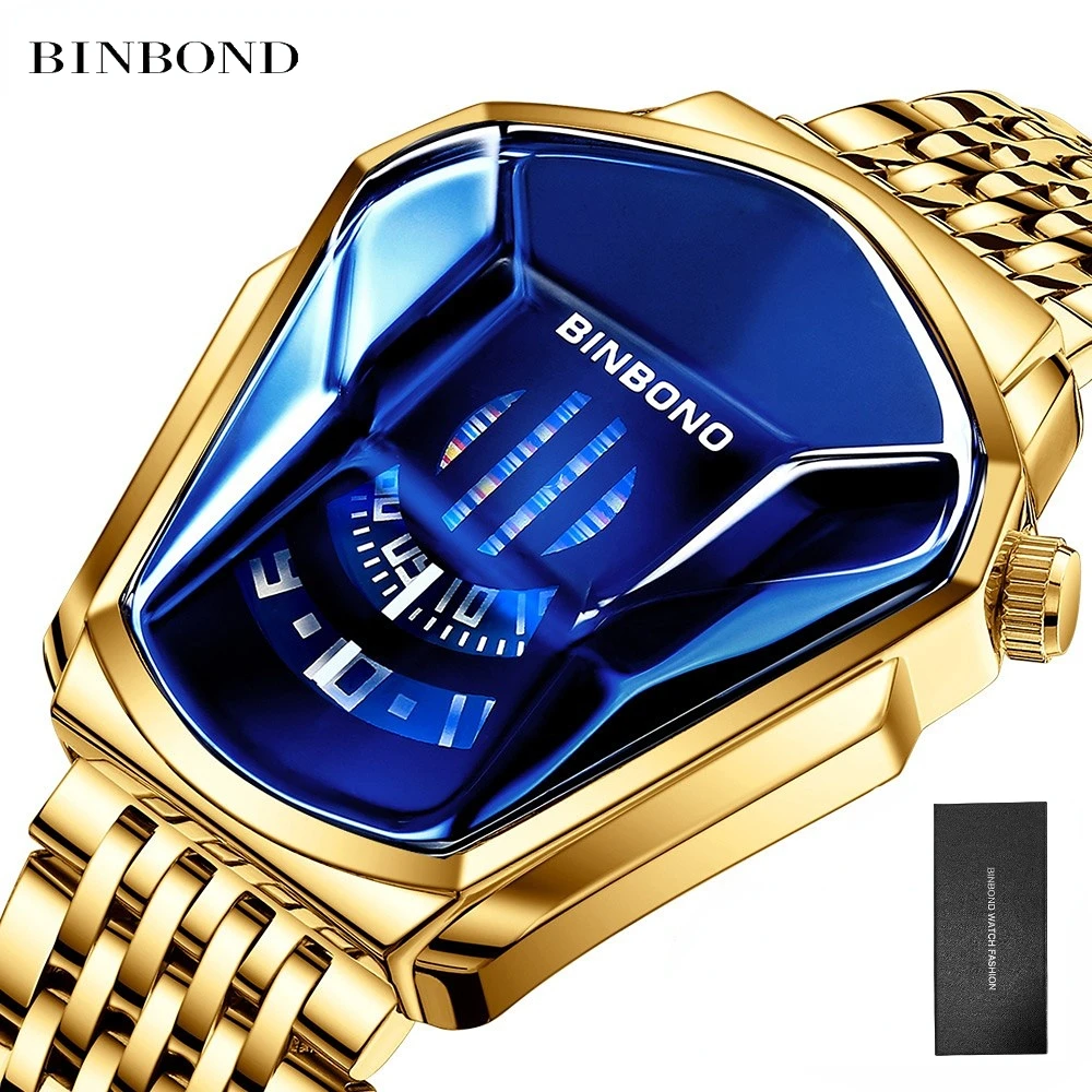 

BINBOND New Design Brand Luxury Men Sport Waterproof Watch 3D Glass Quartz Male Clock Boy Gift Chronograph Relogio Masculino