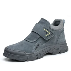 men casual steel toe cap safety boots cow suede leather work shoes worker welding sneakers security ankle botas protect footwear