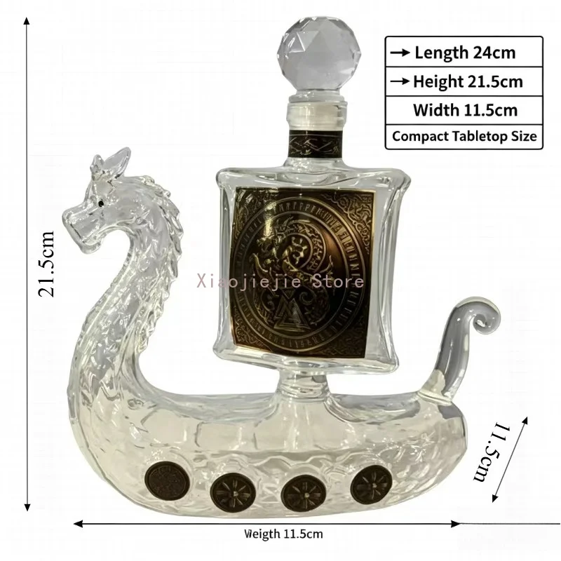 Stylish Dragon Ship Shaped Glass Wine Decanter, Lead Free Liquor Vessel for Whiskey Red Wine Bar Decoration