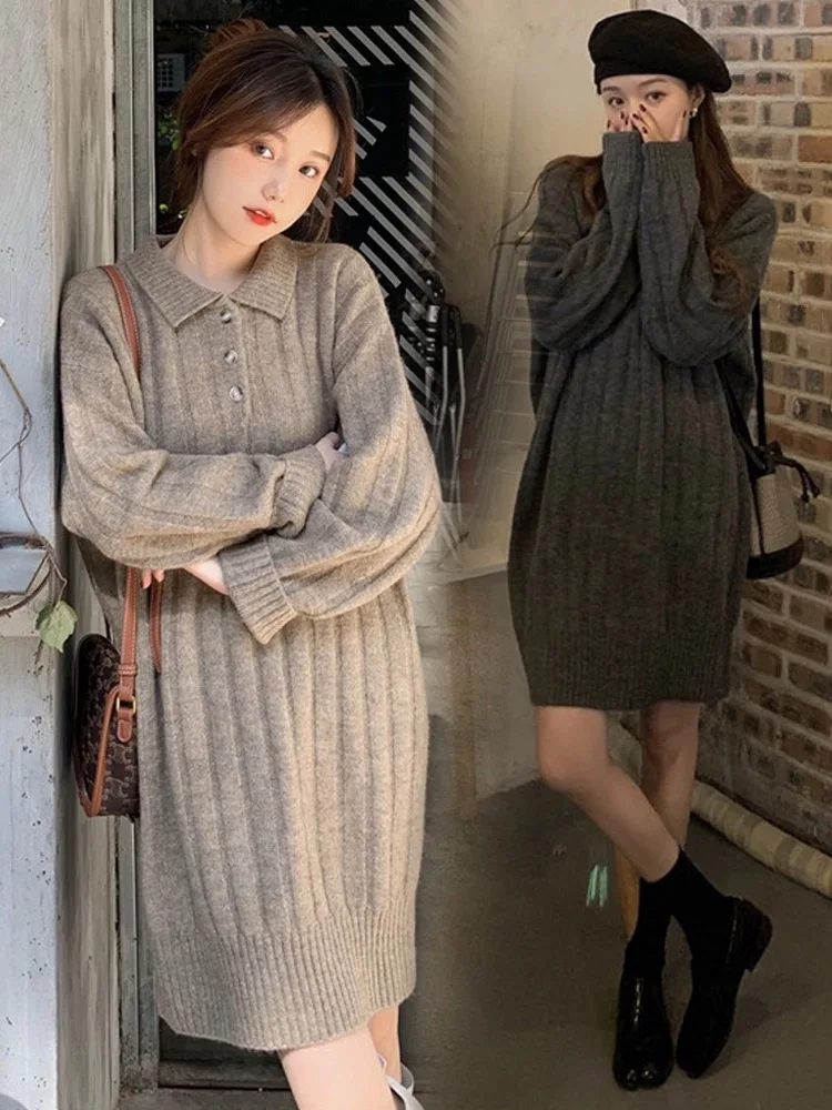 

Повседневная женская одежда из 100% мериносовой шерсти, осенне-зимний свитер, пуловер-поло с длинными рукавами и лацканами, мягкий повседневный базовый универсальный свободный пуловер