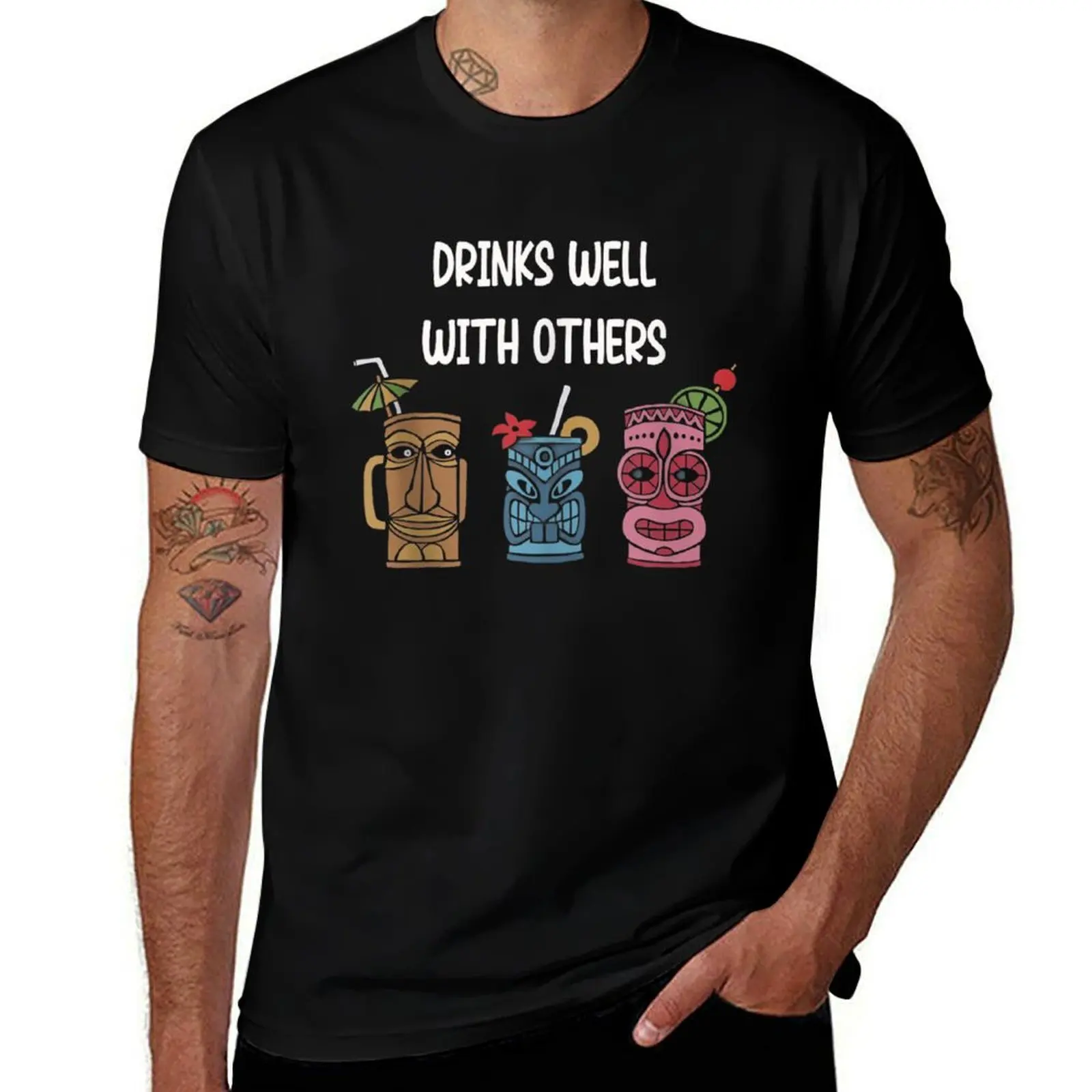 Drinks Well With Others T-Shirt Sporty Casual Quick Dry T-Shirt