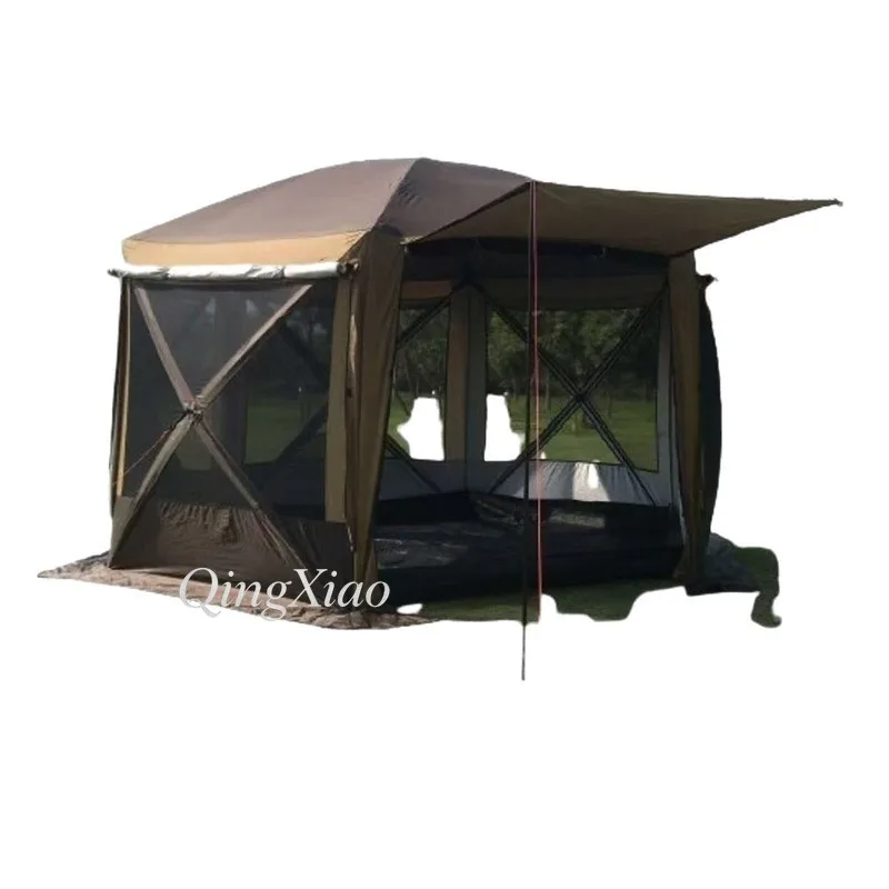 Hexagonal  Yurt Tent with Large Canopy Windproof Waterproof Big Outdoor Shelter for Camping Beach Party & Wedding Event Use