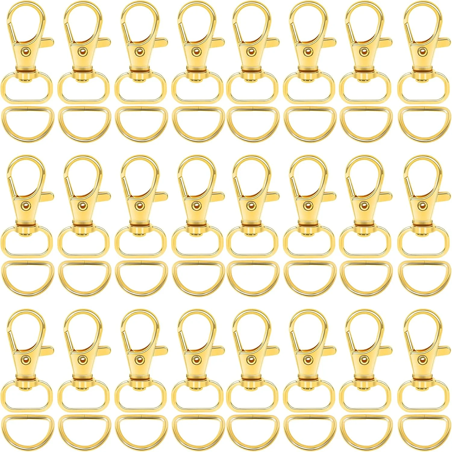 15/25/50 Sets Keychain Clip Hooks with D Rings