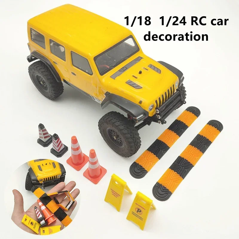 1/18 1/24 RC รถ Speed Bump ป้ายจราจร Roadblock ตกแต่งสําหรับ TRX4M Axial SCX24 FCX24 1:18 1:24 RC Crawler รถอะไหล่