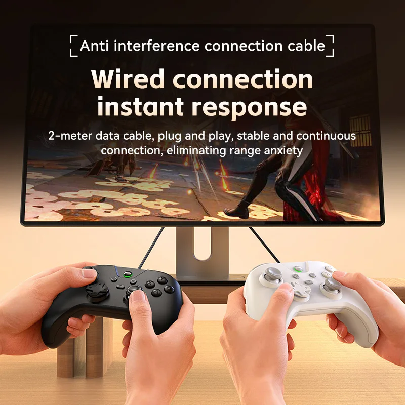 Wired PC Game Controller, USB Wired Gaming Joystick with Dual Vibration, Plug and Play, Compatible with Laptop, Steam, PS3, NS