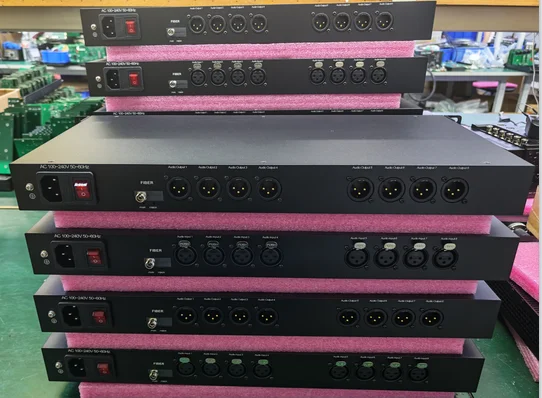 8-Channel XLR Balanced Audio ST Fiber Optical Converter Transmitter Receiver 20km Extender for Professional Audio Networking