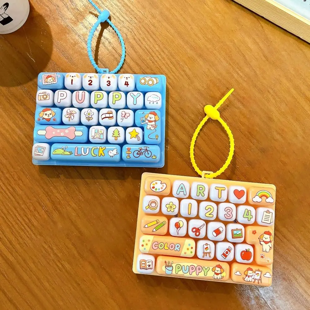 26-Key Mechanical Keyboard Toy Decompression Button Hand Relax Fidget Keyboard Keychain Keycap Clicker Stress Relief Fidget Toy
