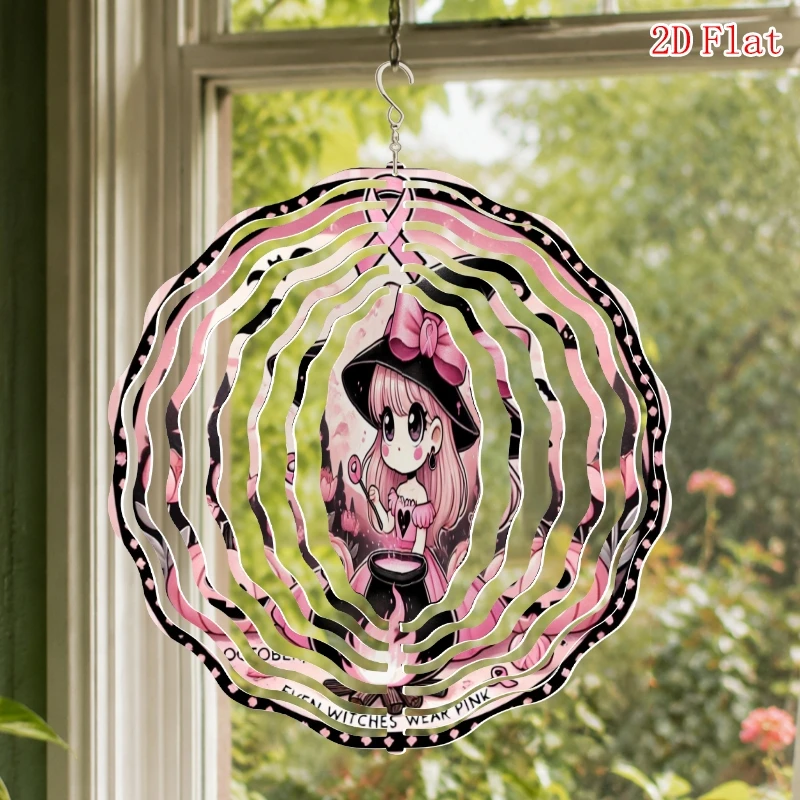 2D Flat Metal  Cartoon Character Pattern 3D Rotating Wind Chime with Carrot, with, Outdoor Garden and Patio Decoration