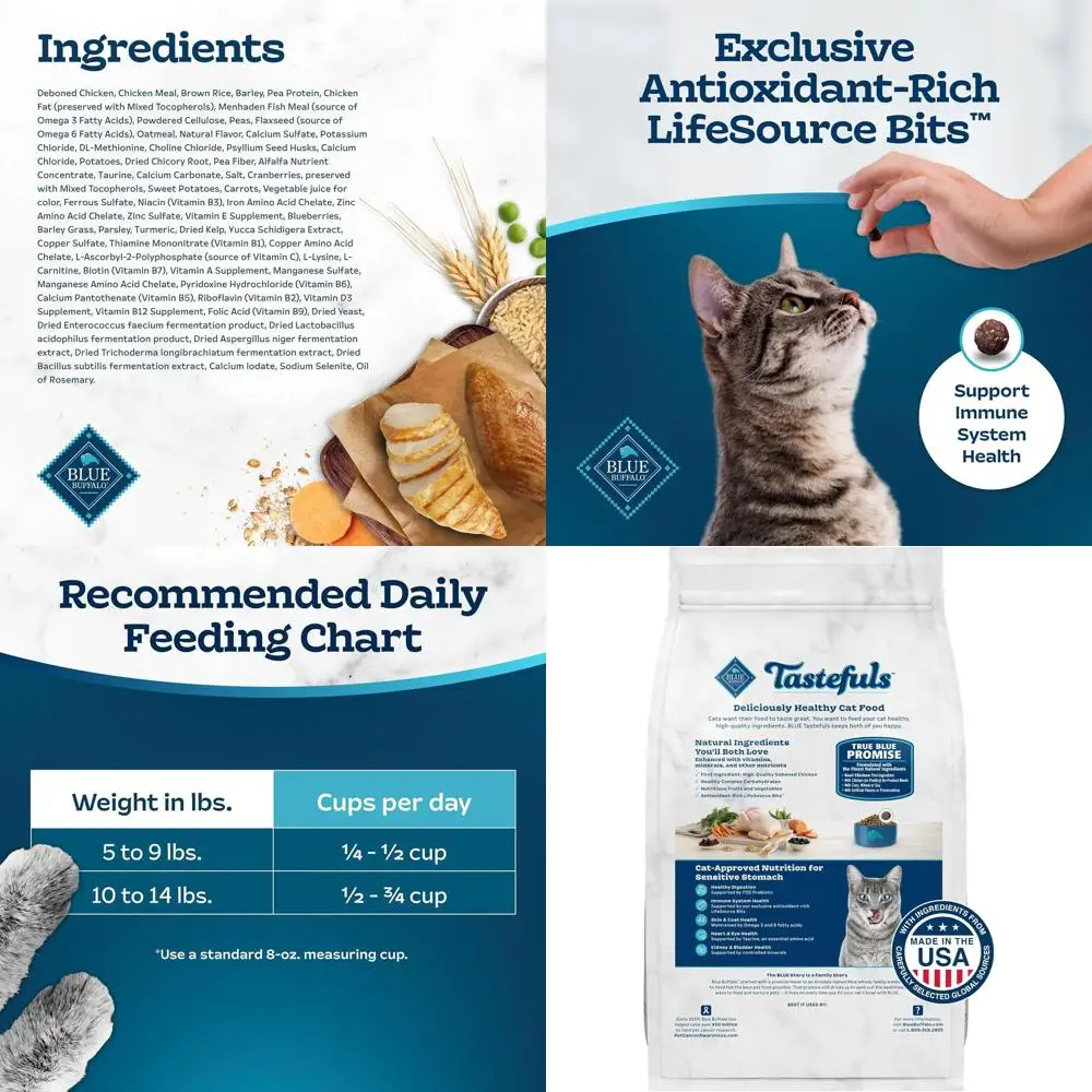 Alimento para Gatos Adultos Multi-Proteína de 15 lb - Croquetas Secas con Sabor a Pollo y Pavo