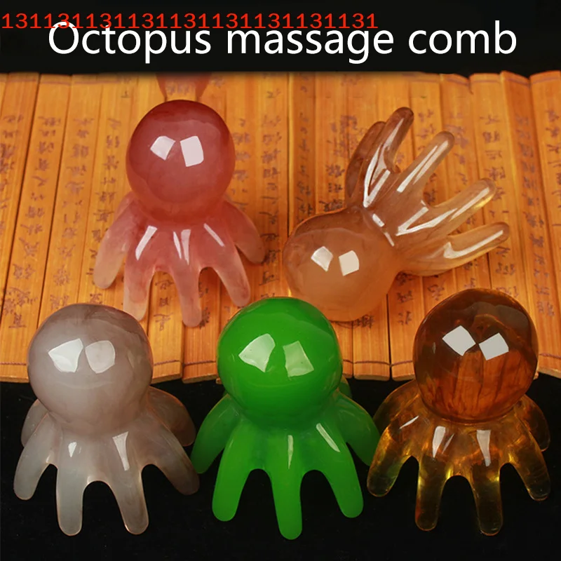 

Resin Octopus Comb Acupuncture SPA Gua Sha Deep Massage Tool Meridian Scraping Scalp Massage Brush for Health Head Care