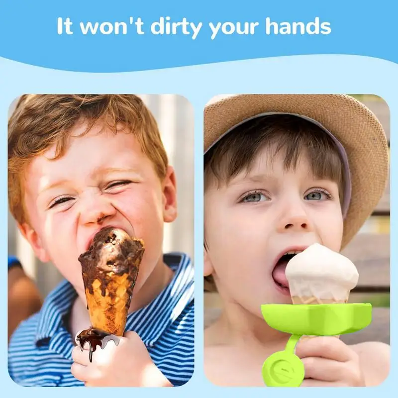 Ice Cream Holder For Kids Drip-Proof Popsicle Stand Ice Cream Collector Reusable Popsicle Holder For Boys Girls Prevents Sticky